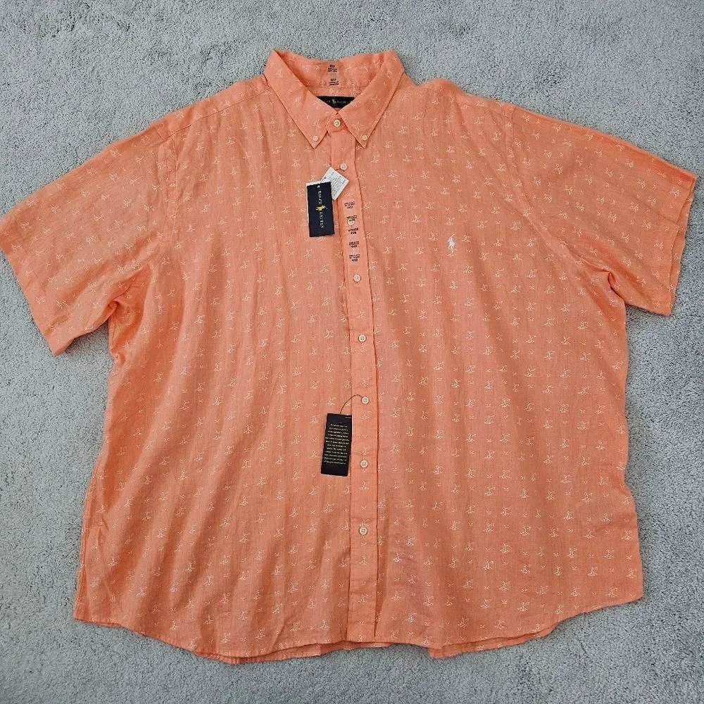 NWT Ralph Lauren Nautical Cotton Short Sleeve Button Down Lighthouse Men 4XB - Picture 2 of 9